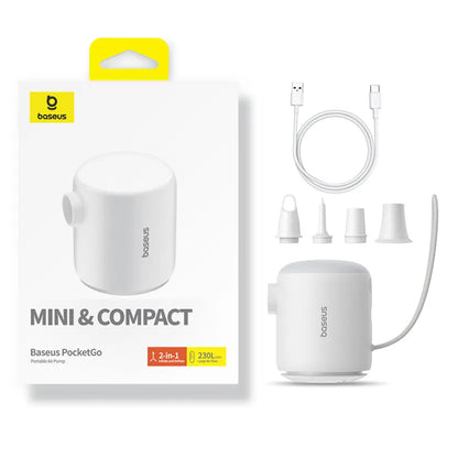 Pompa Baseus PocketGo do materacy dmuchanych, Biała C11157700221-00