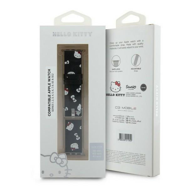 Pasek Hello Kitty Leather Kitty & Bows do Apple Watch 42mm / 41mm / 40mm / 38mm Series, Czarny