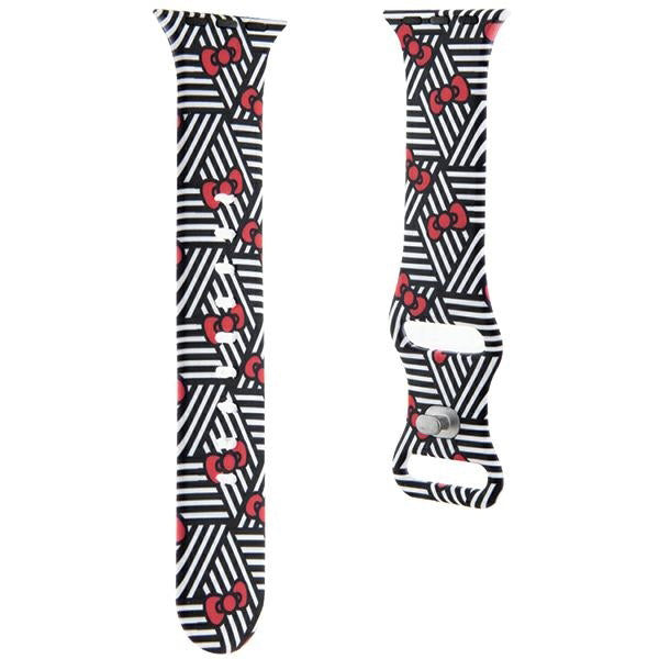 Pasek Hello Kitty Silicone Bows & Stripes do Apple Watch 42mm / 41mm / 40mm / 38mm Series, Czarny