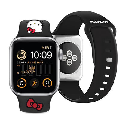 Pasek Hello Kitty Silicone Kitty Head do Apple Watch 42mm / 41mm / 40mm / 38mm Series, Czarny