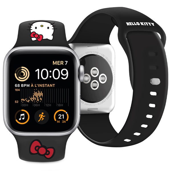 Pasek Hello Kitty Silicone Kitty Head do Apple Watch 49mm / 46mm / 45mm / 44mm / 42mm Series, Czarny