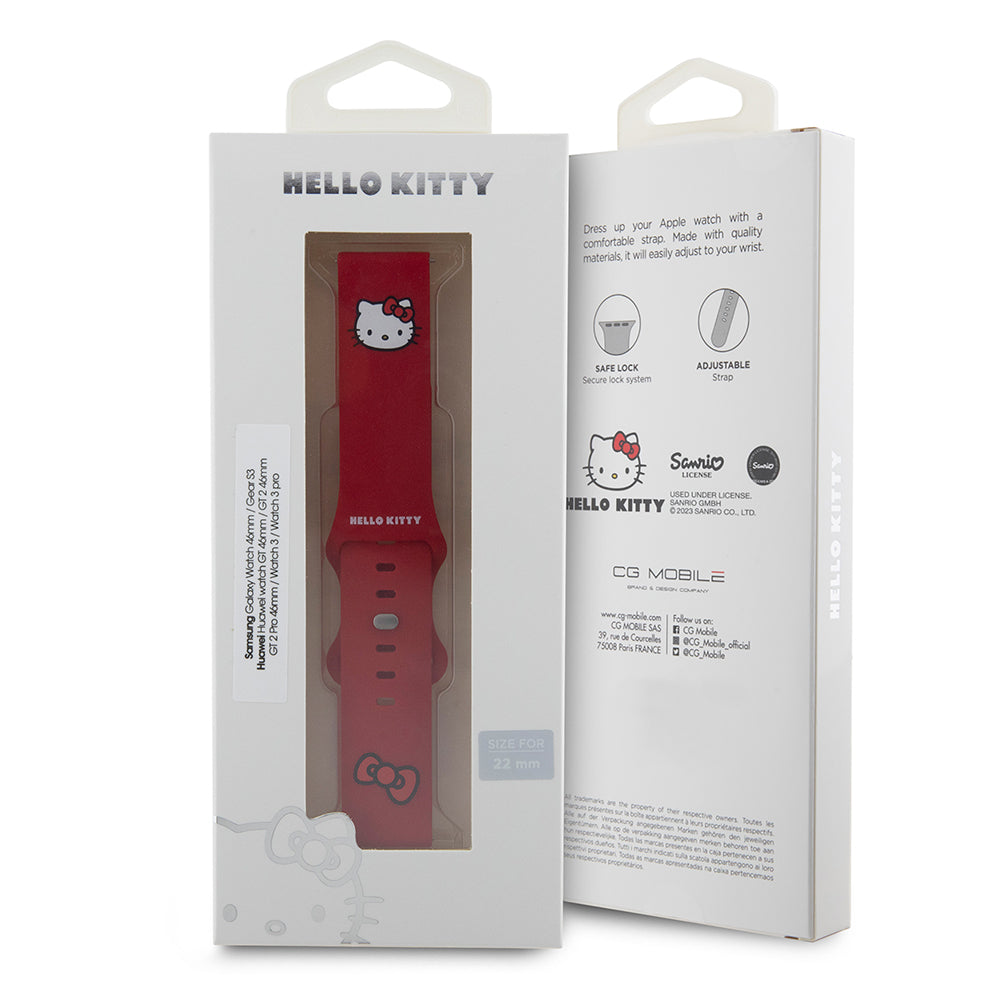 Pasek Hello Kitty Silicone Kitty Head do Samsung Galaxy Watch / Huawei Watch 46mm / 45mm / 41mm Series, Czerwony