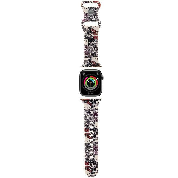 Pasek Hello Kitty Silicone Tags Graffiti do Apple Watch 42mm / 41mm / 40mm / 38mm Series, Beżowy
