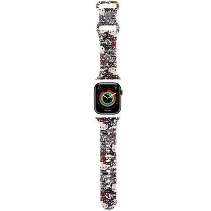 Pasek Hello Kitty Silicone Tags Graffiti do Apple Watch 42mm / 41mm / 40mm / 38mm Series, Beżowy