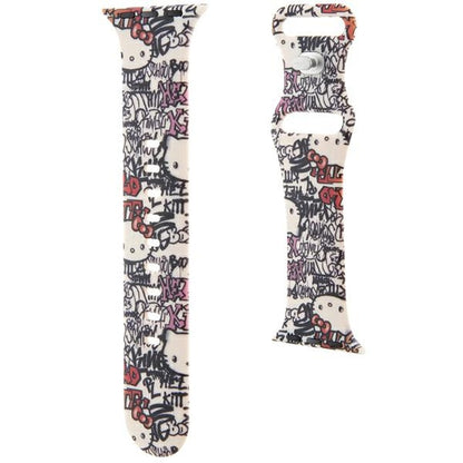 Pasek Hello Kitty Silicone Tags Graffiti do Apple Watch 42mm / 41mm / 40mm / 38mm Series, Beżowy