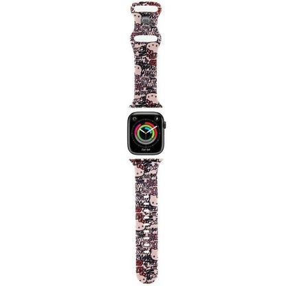 Pasek Hello Kitty Silicone Tags Graffiti do Apple Watch 42mm / 41mm / 40mm / 38mm Series, Różowy