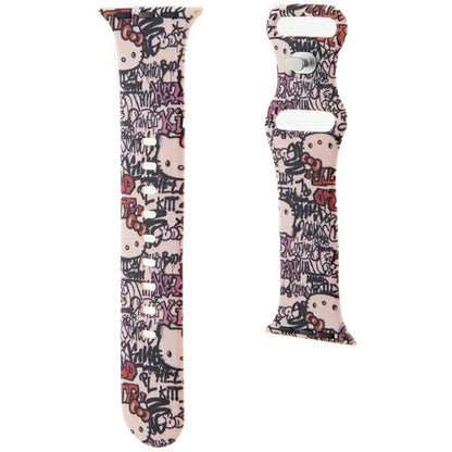 Pasek Hello Kitty Silicone Tags Graffiti do Apple Watch 42mm / 41mm / 40mm / 38mm Series, Różowy