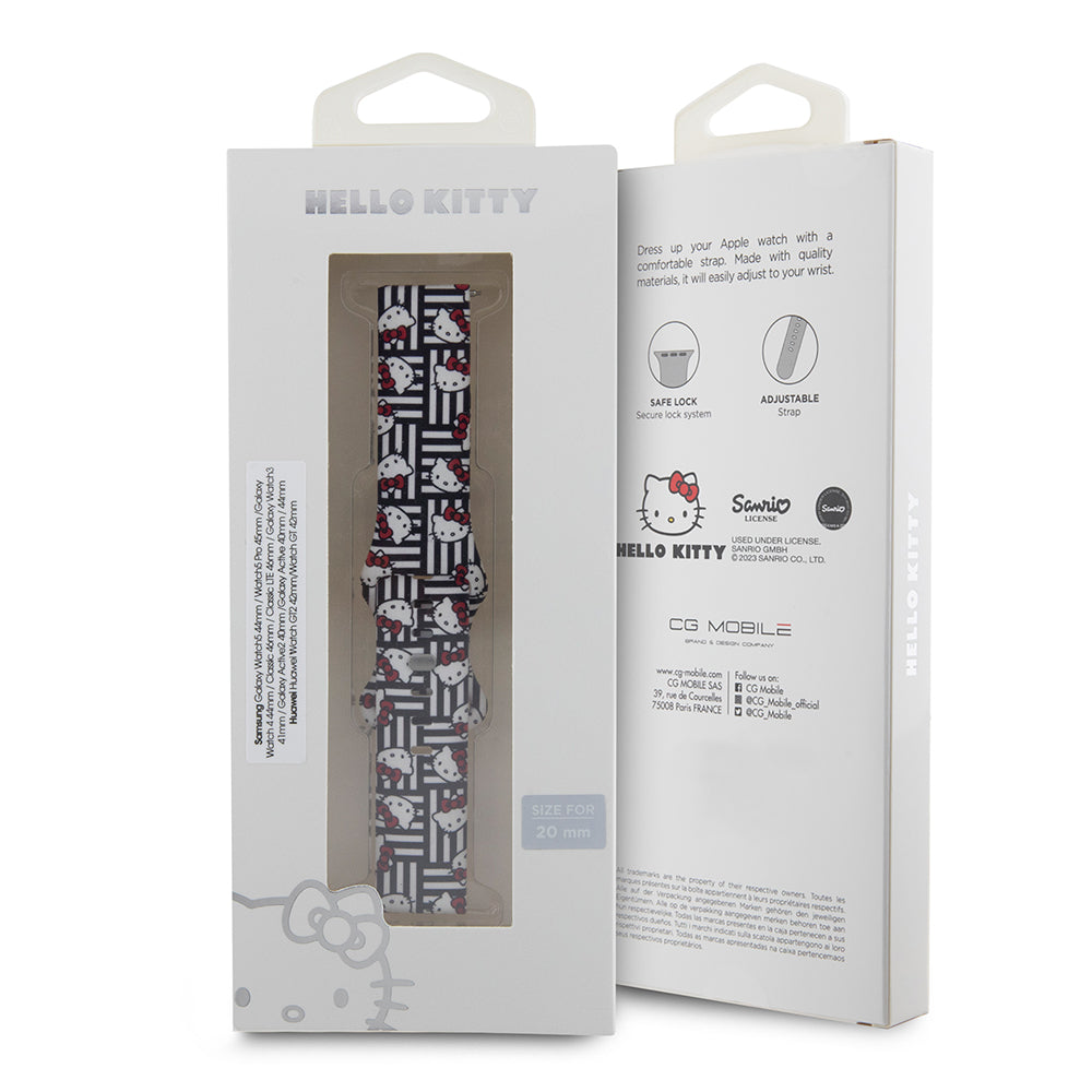 Pasek Hello Kitty Silicone Tags Graffiti dla Samsung Galaxy Watch / Huawei Watch Series, Czarny