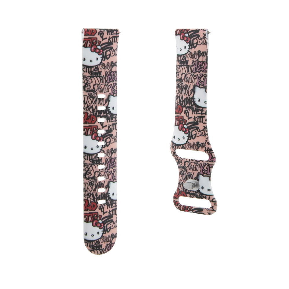 Pasek Hello Kitty Silicone Tags Graffiti dla Samsung Galaxy Watch / Huawei Watch Series, Różowy