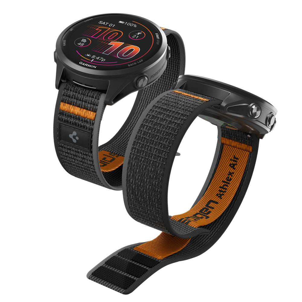 Pasek Spigen Athlex Air 2 do Garmin Watch Venu / Forerunner Series, 22mm, Czarny Pomarańczowy AMP11425