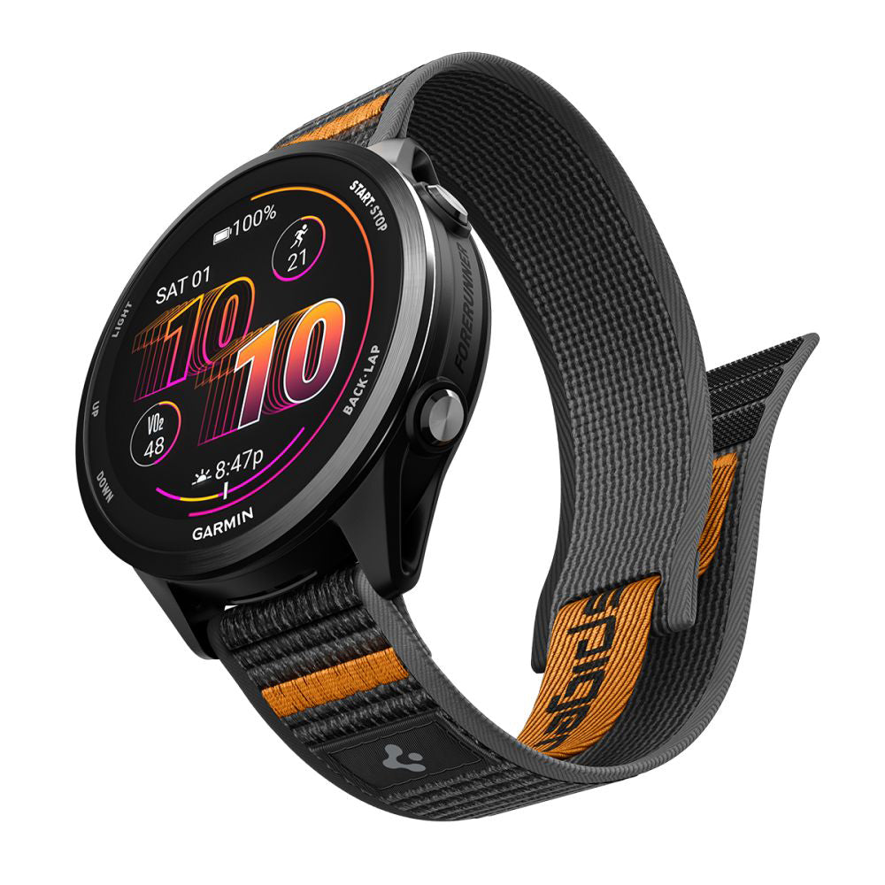 Pasek Spigen Athlex Air 2 do Garmin Watch Venu / Forerunner Series, 22mm, Czarny Pomarańczowy AMP11425