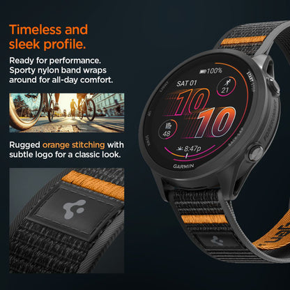 Pasek Spigen Athlex Air 2 do Garmin Watch Venu / Forerunner Series, 22mm, Czarny Pomarańczowy AMP11425