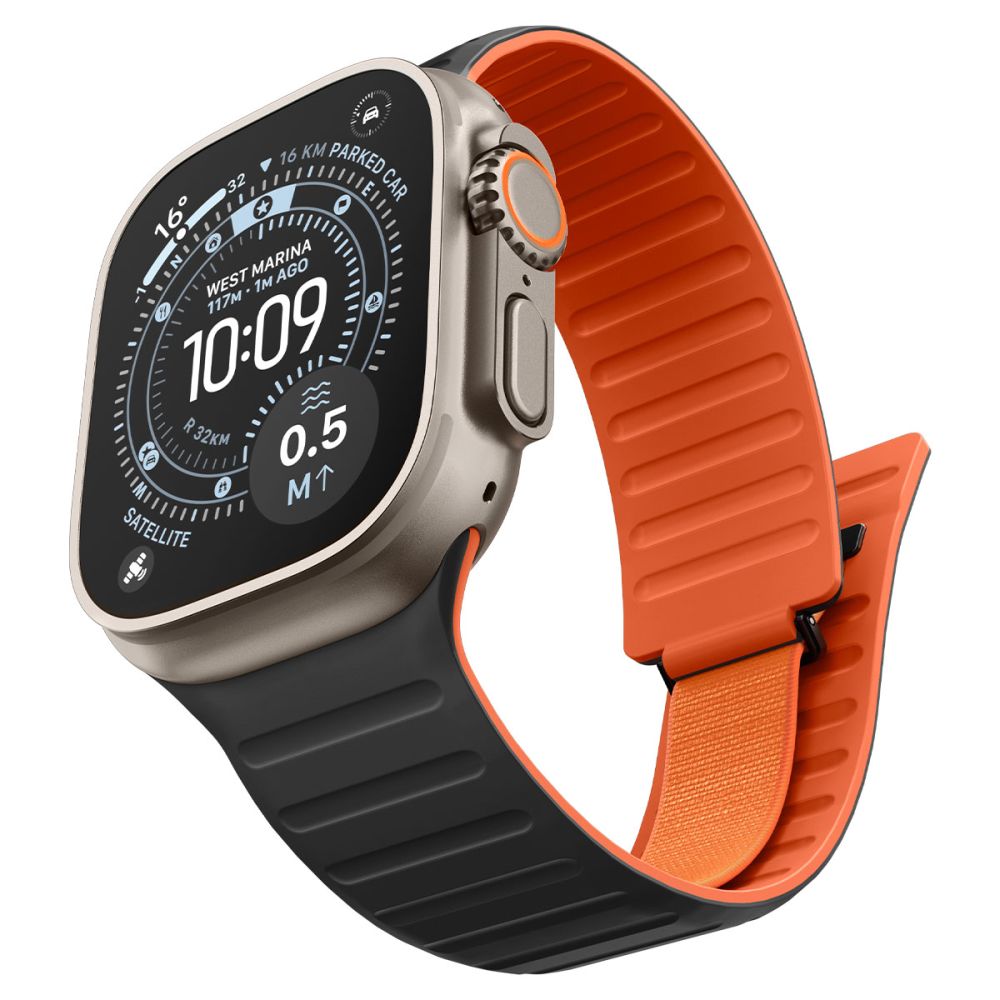 Pasek Spigen Athlex Air M do Apple Watch 49mm / 46mm / 45mm / 44mm Series, Czarny Pomarańczowy AMP11534