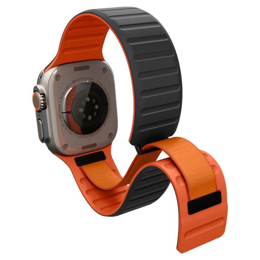 Pasek Spigen Athlex Air M do Apple Watch 49mm / 46mm / 45mm / 44mm Series, Czarny Pomarańczowy AMP11534