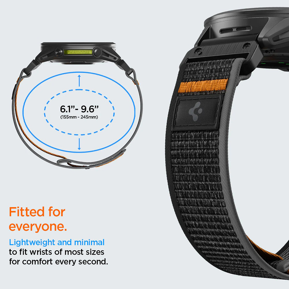 Spigen Athlex Air Strap for Garmin Watch Fenix / Forerunner / Approach Series, 22mm, Black Orange AMP11426
