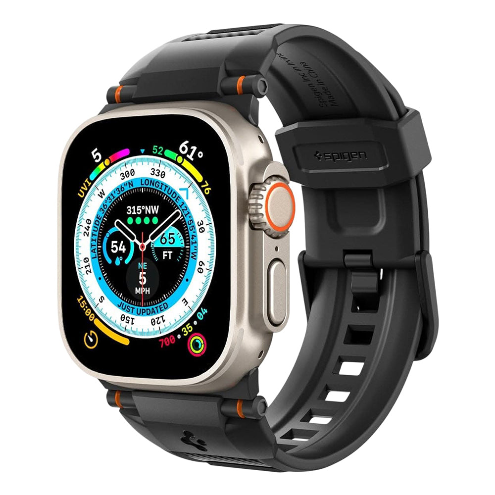 Pasek Spigen Rugged do Apple Watch 49mm / 46mm / 45mm / 44mm / 42mm Series, Czarny AMP07105