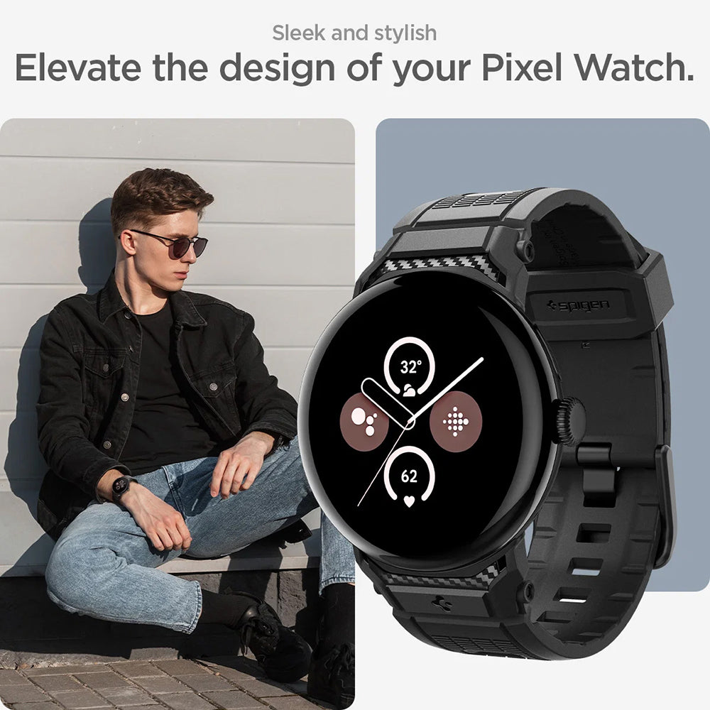 Spigen Rugged Strap for Google Pixel Watch 41mm Series, Black AMP07556