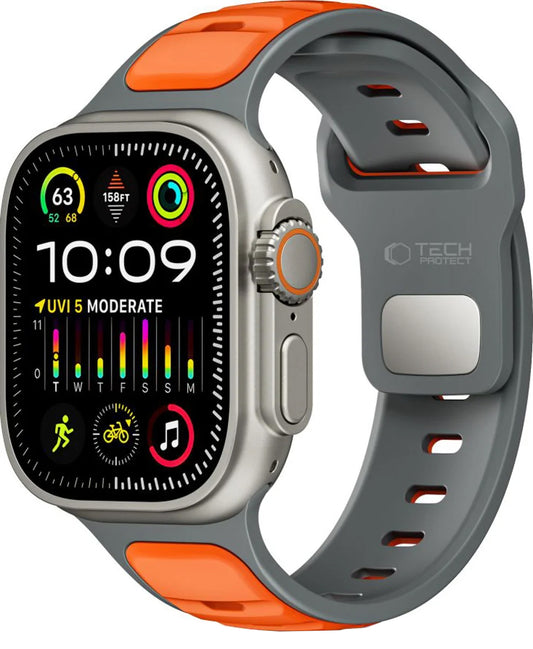 Pasek Tech-Protect Iconband Line do Apple Watch 49mm / 46mm / 45mm / 44mm Series, Szaro-Pomarańczowy