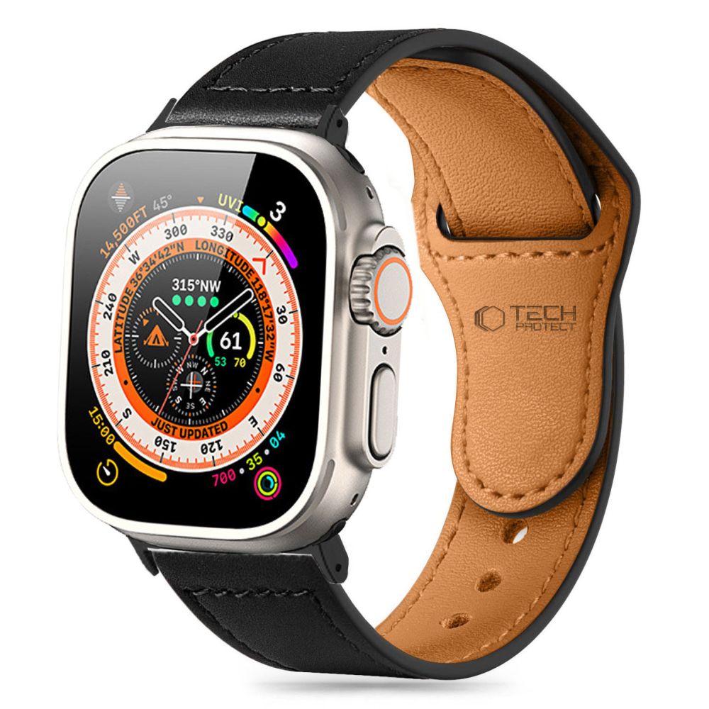 Pasek Tech-Protect NaturalFit do zegarków Apple Watch z serii 49 mm / 45 mm / 44 mm / 42 mm, czarny