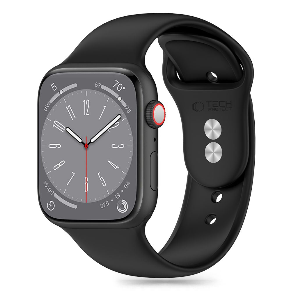 Silikonowy pasek Tech-Protect do zegarków Apple Watch z serii 49 mm / 45 mm / 44 mm / 42 mm, czarny 