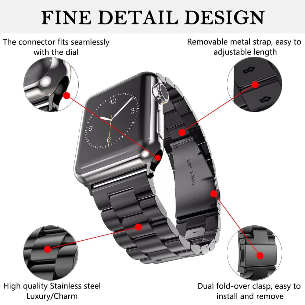 Pasek Techsuit W036 do Apple Watch 49mm / 46mm / 45mm / 44mm / 42mm Series, Czarny