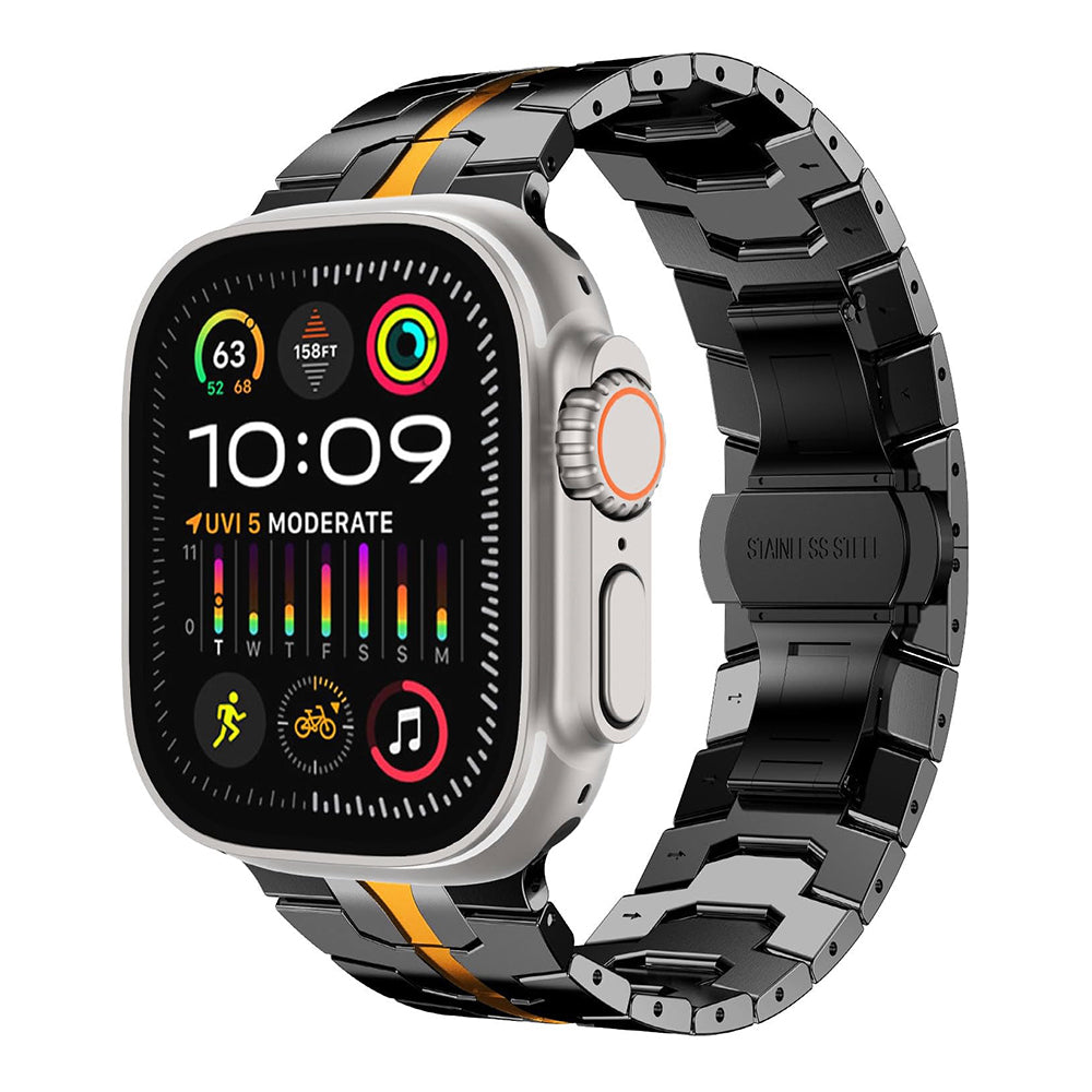 Pasek Techsuit W063 do Apple Watch 49mm / 46mm / 45mm / 44mm / 42mm Series, Czarno-Pomarańczowy