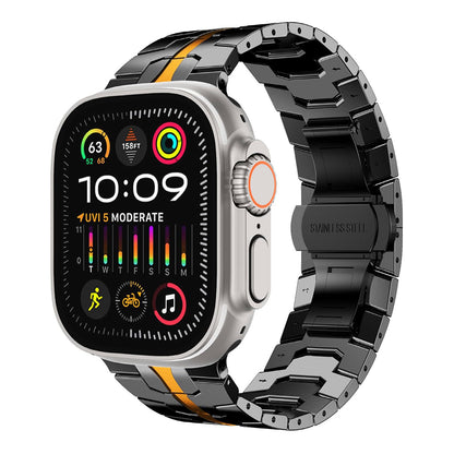 Pasek Techsuit W063 do Apple Watch 49mm / 46mm / 45mm / 44mm / 42mm Series, Czarno-Pomarańczowy
