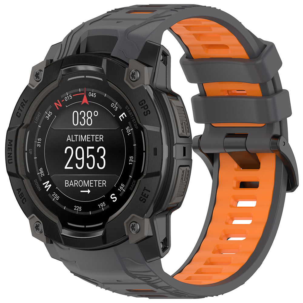 Pasek Techsuit W077 do Garmin Instinct 3 45mm Solar / Instinct 3 45mm, Szaro-Pomarańczowy