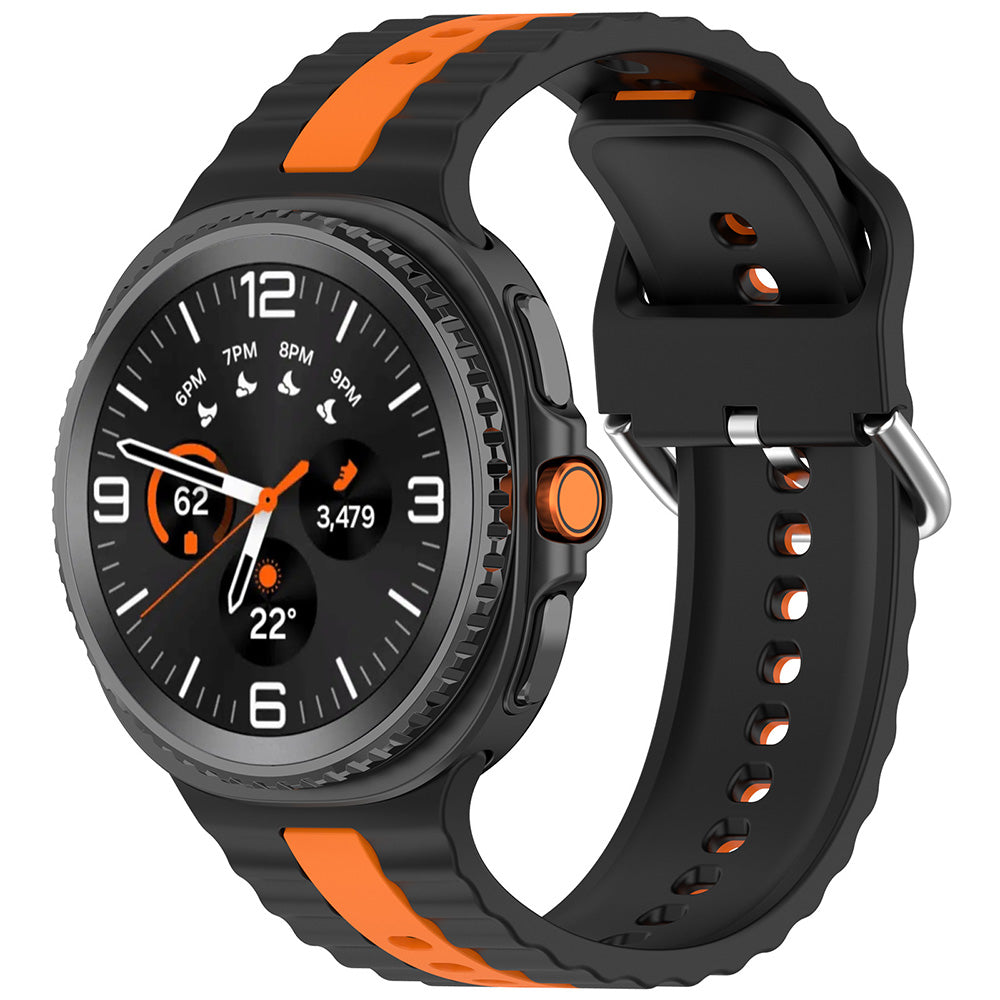 Pasek Techsuit W078 do Samsung Galaxy Watch 8 Classic / Watch8 44mm / Watch 8 40mm, Czarno-Pomarańczowy