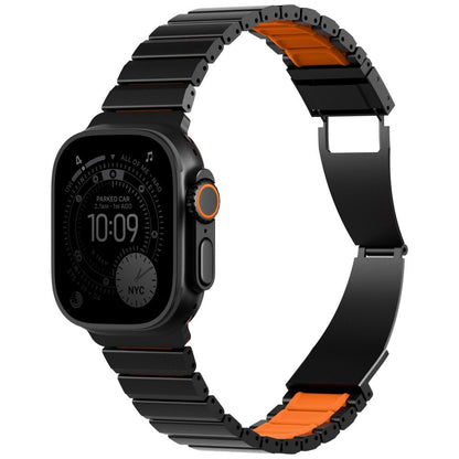 UNIQ Strova Flex Strap for Apple Watch 49mm / 46mm / 45mm / 44mm / 42mm Series, Black Orange