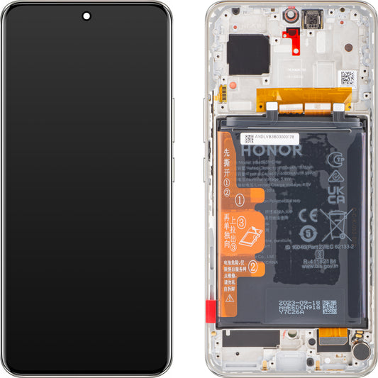 Wyświetlacz dotykowy Honor 90, z ramką i baterią, srebrny (Diamond Silver), Service Pack 0235AGDR