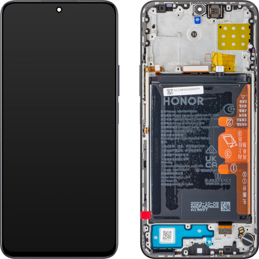 Wyświetlacz z ekranem dotykowym Honor 90 Lite / X8a, z ramką i baterią, czarny (Midnight Black), Service Pack 0235AEUH