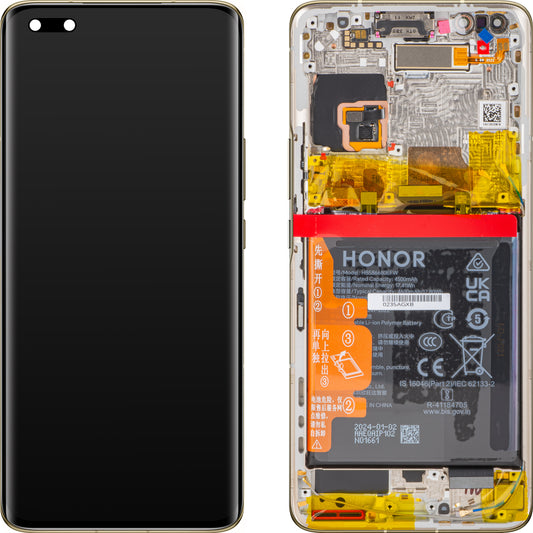 Ekran dotykowy Wyświetlacz dotykowy Honor Magic4 Pro, z ramką i baterią, złoty, Service Pack 0235AGXB 