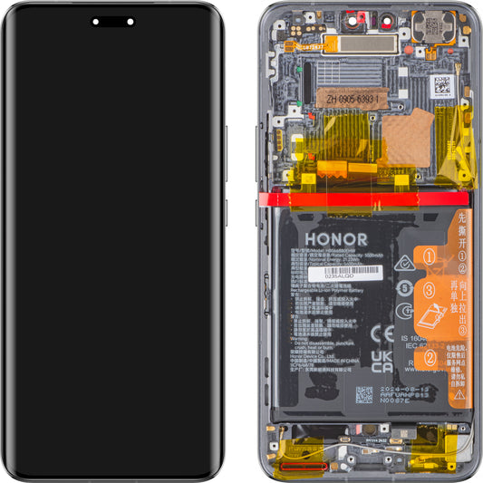 Ekran dotykowy Wyświetlacz dotykowy Honor Magic6 Pro, z ramką i baterią, czarny, Service Pack 0235ALQD 