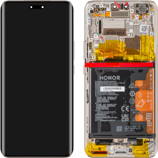 Wyświetlacz dotykowy z ekranem dotykowym Honor Magic6 Pro, z ramką i baterią, złoty, Service Pack 0235ALRA 