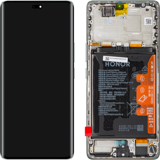 Wyświetlacz z ekranem dotykowym Honor Magic7 Lite, z ramką i baterią, Turkusowy (Jade Cyan), Service Pack 0235AMQQ