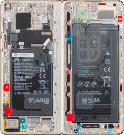 Wyświetlacz z ekranem dotykowym Huawei Mate X7, z ramką i baterią, złoty, zestaw serwisowy 02357JRJ