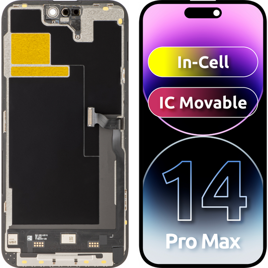 Wyświetlacz dotykowy JK do Apple iPhone 14 Pro Max, z ramką, wersja z ruchomym wyświetlaczem LCD, czarny