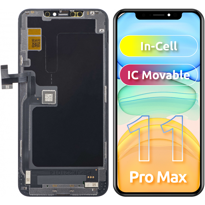 Wyświetlacz dotykowy JK do Apple iPhone 11 Pro Max, z ramką, wersja LCD w obudowie, czarny