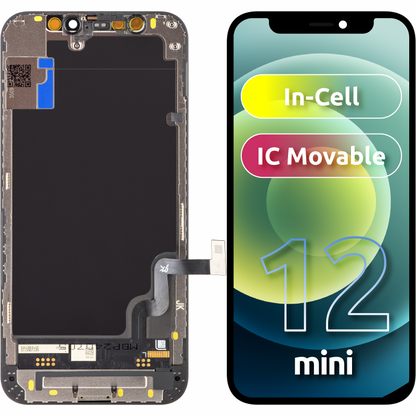 Wyświetlacz dotykowy JK do Apple iPhone 12 mini, z ramką, wersja LCD w obudowie, czarny 