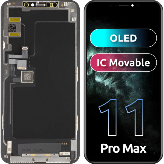 Wyświetlacz dotykowy JK do Apple iPhone 11 Pro Max, z ramką, wersja OLED, czarny 