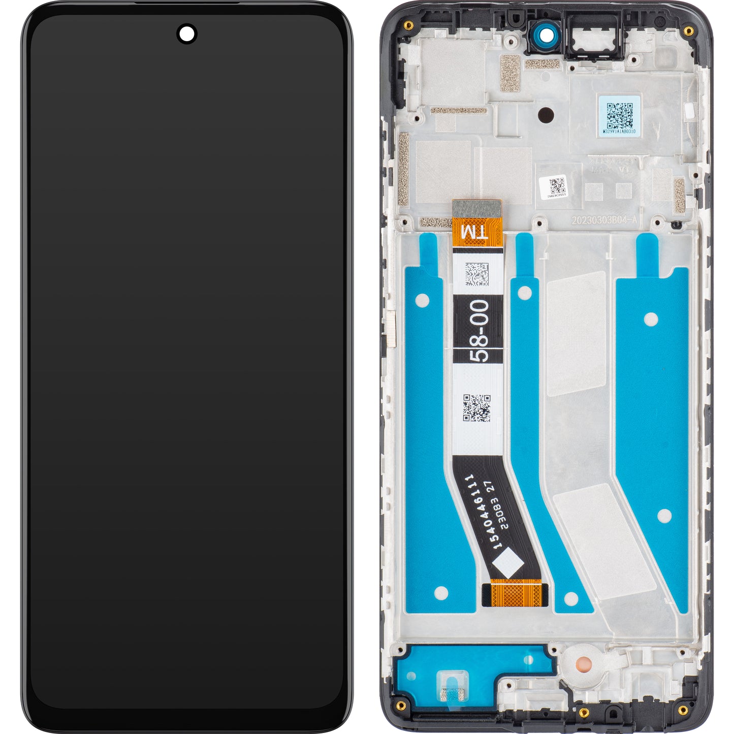 Motorola Moto G73 Wyświetlacz dotykowy z ramką, czarny, Service Pack 5D68C22272 