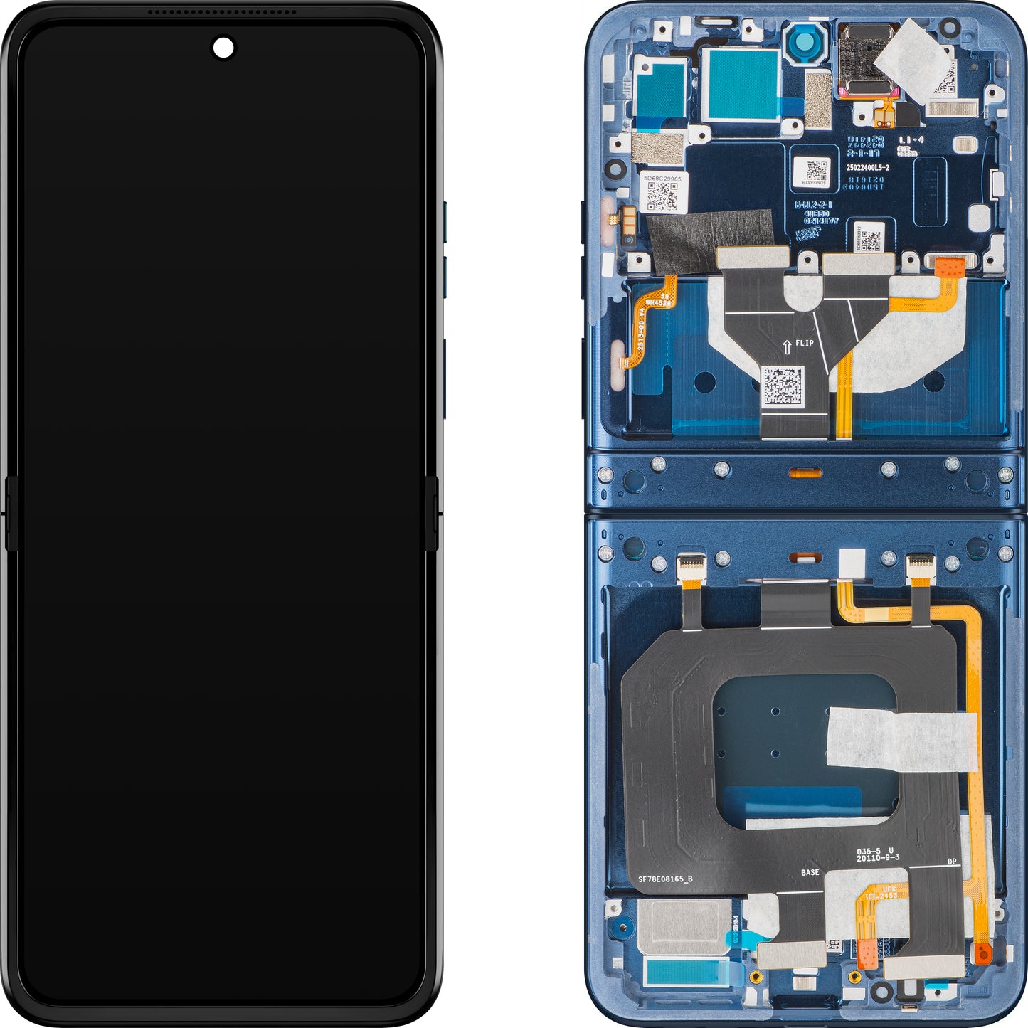 Wyświetlacz z dotykiem Motorola Razr 2025 / Razr 60, z ramką, Sub Inner, granatowy (Gibraltar Sea), zestaw serwisowy 5D68C29965