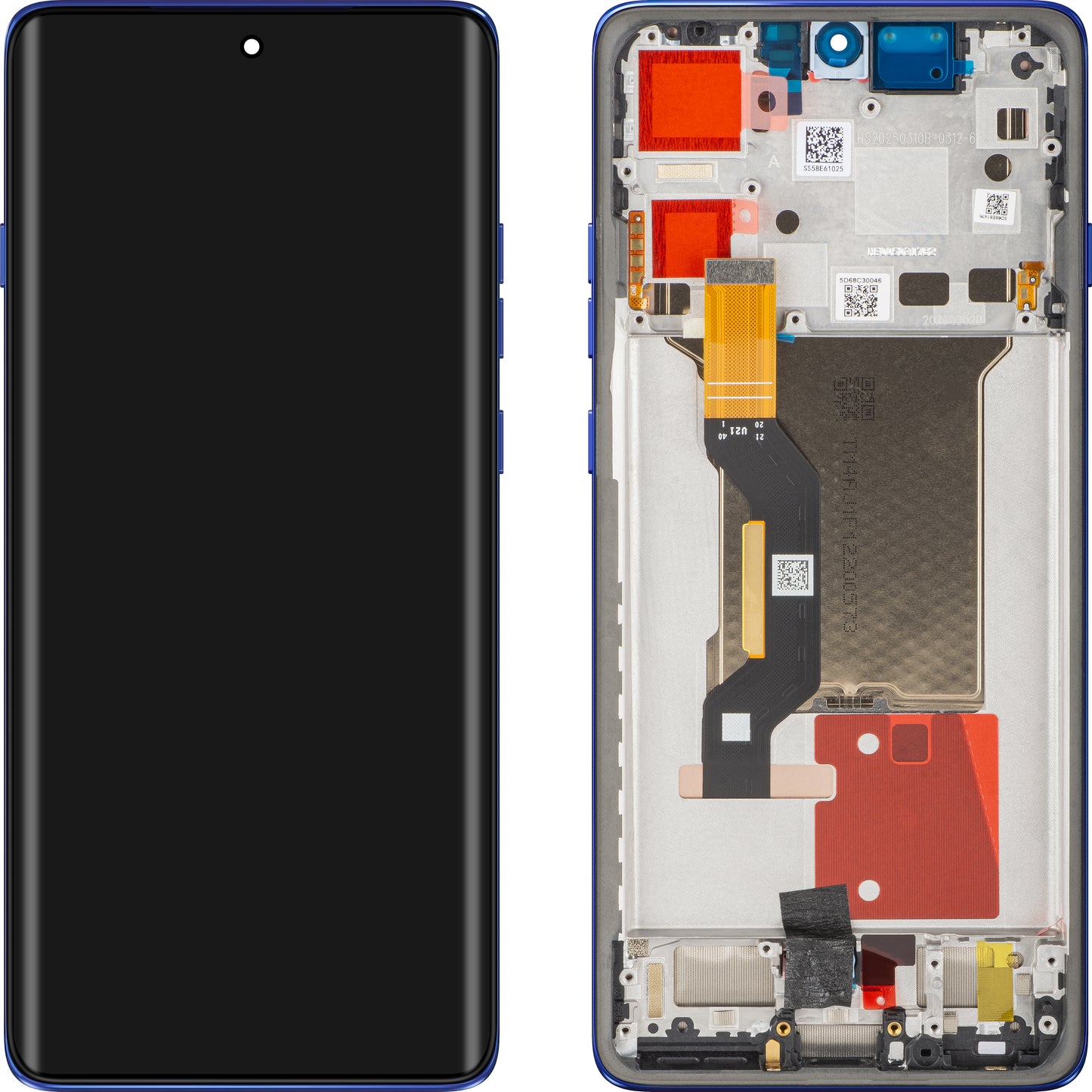 Wyświetlacz z ekranem dotykowym Motorola Edge 60 Pro, z ramką, Niebieski (Dazzling Blue), Pakiet serwisowy 5D68C30046
