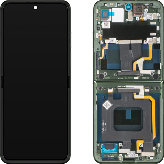 Wyświetlacz z ekranem dotykowym Motorola Razr 70 Plus, z ramką, pod wewnętrzną częścią, zielony (Pantone Mountain View) Service Pack 5D68C32313