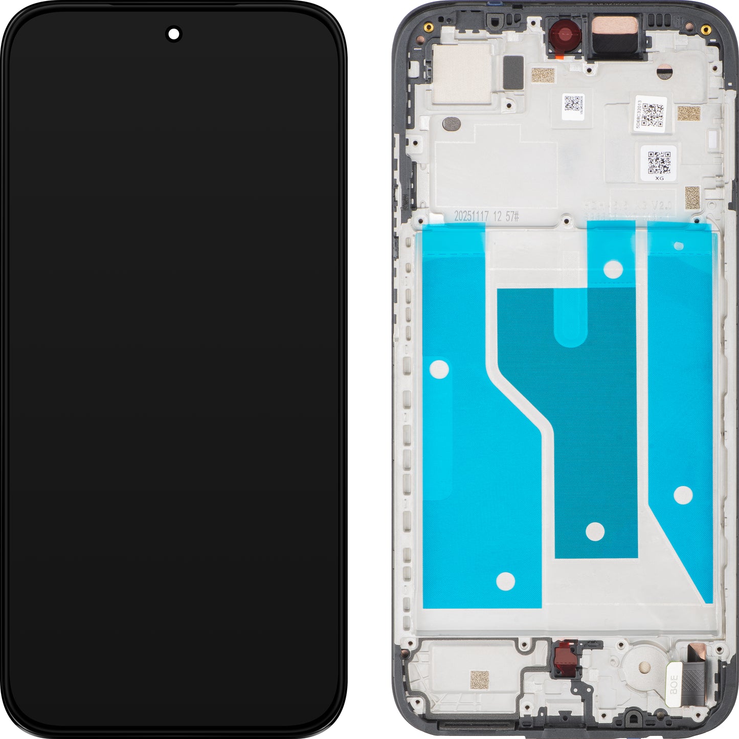 Wyświetlacz z ekranem dotykowym Motorola Moto G77 / G67, z ramką, czarny (Pantone Black Olive), Swap 5D68C32013