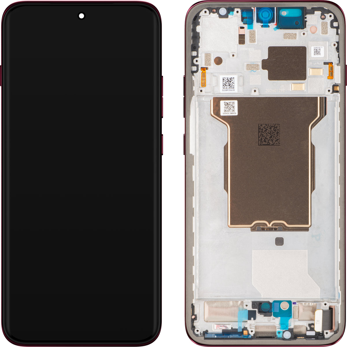 Wyświetlacz z ekranem dotykowym Motorola Edge 70 Pro+ / Edge 70 Pro, z ramką, bordowy (Pantone Zinfandel), Service Pack 5D68C32418