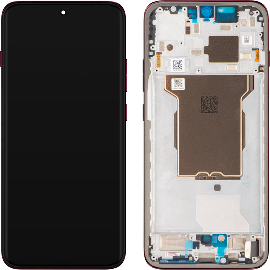 Wyświetlacz z ekranem dotykowym Motorola Edge 70 Pro+ / Edge 70 Pro, z ramką, bordowy (Pantone Zinfandel), Service Pack 5D68C32418