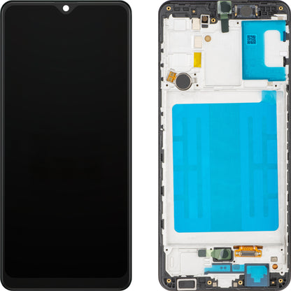 Wyświetlacz z ekranem dotykowym MP kompatybilny z Samsung Galaxy A31 A315, z ramką, wersja OLED, czarny