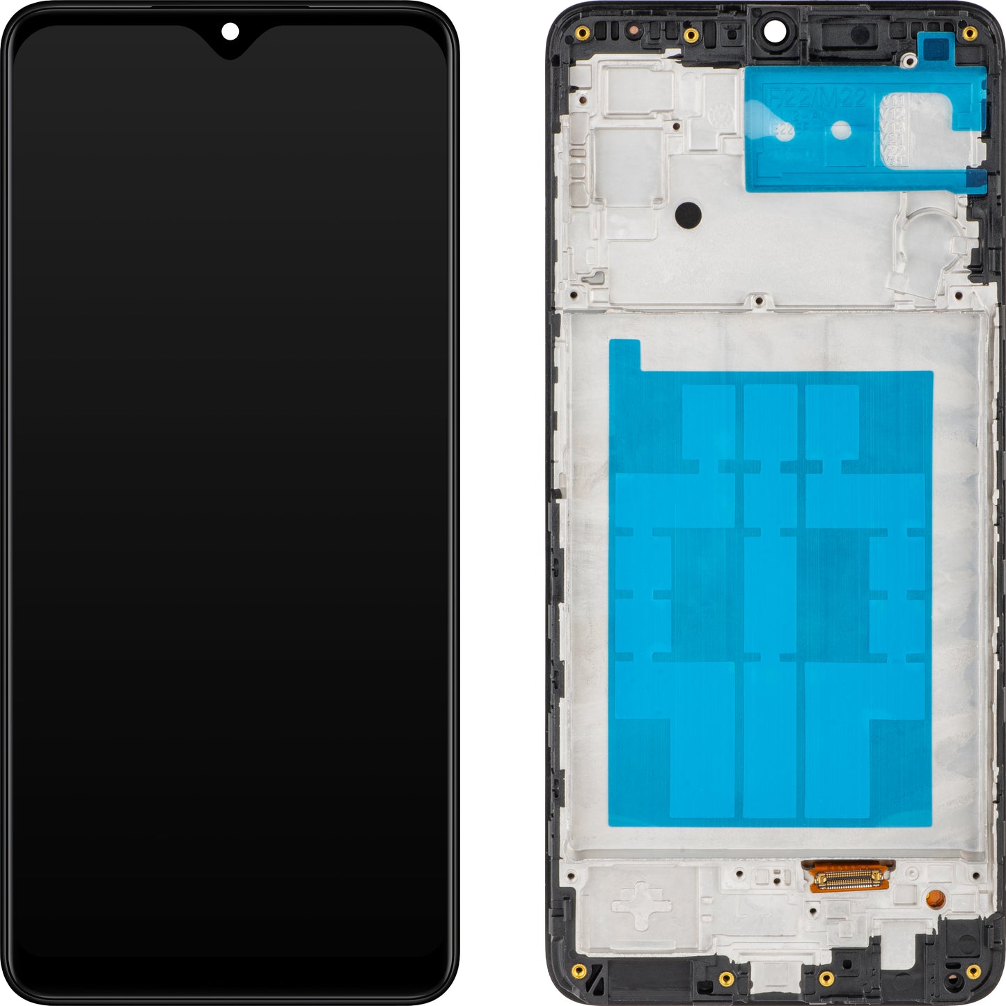 Wyświetlacz z ekranem dotykowym MP kompatybilny z Samsung Galaxy M22 M225, z ramką, czarny